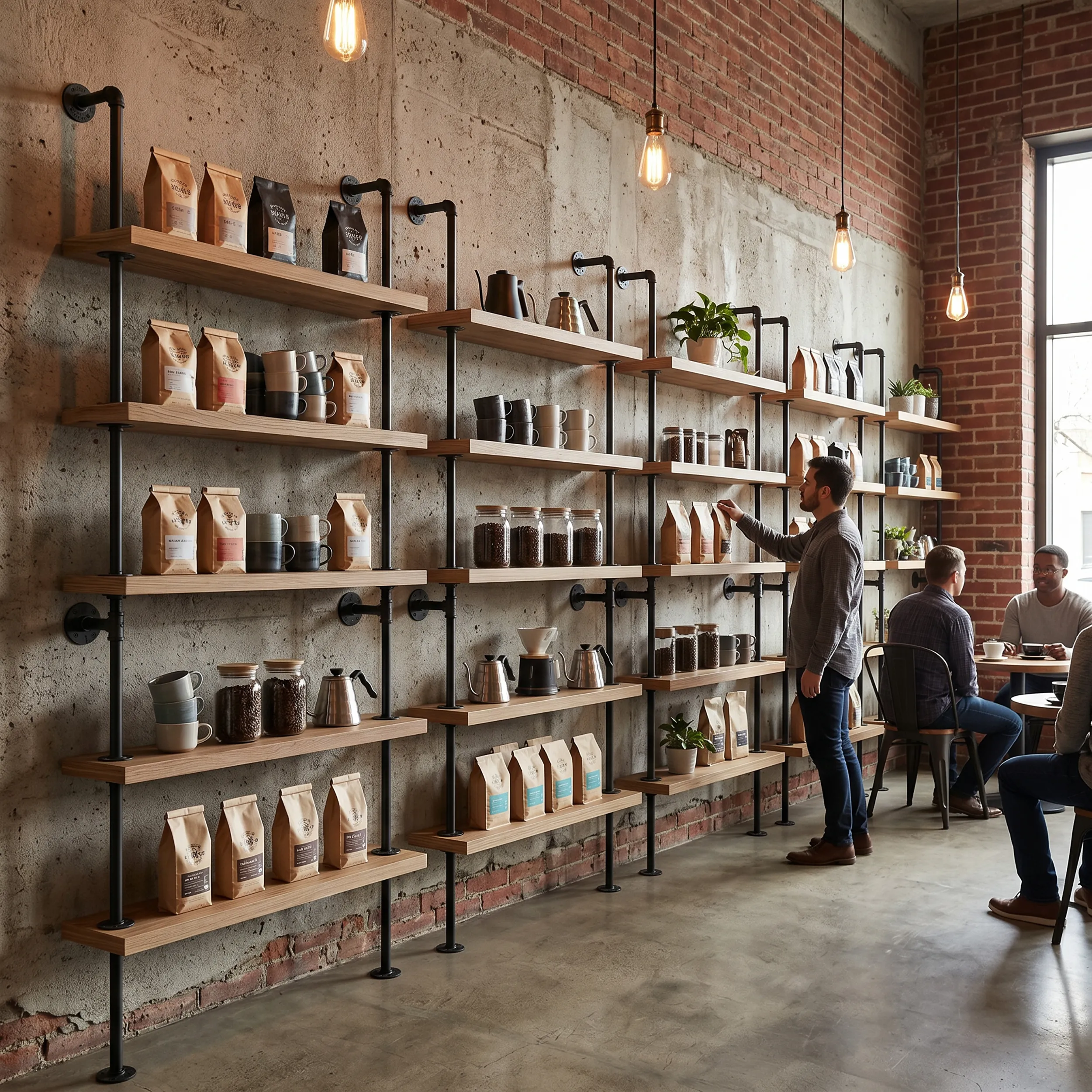 Product showcase — bulk-installed floating shelves