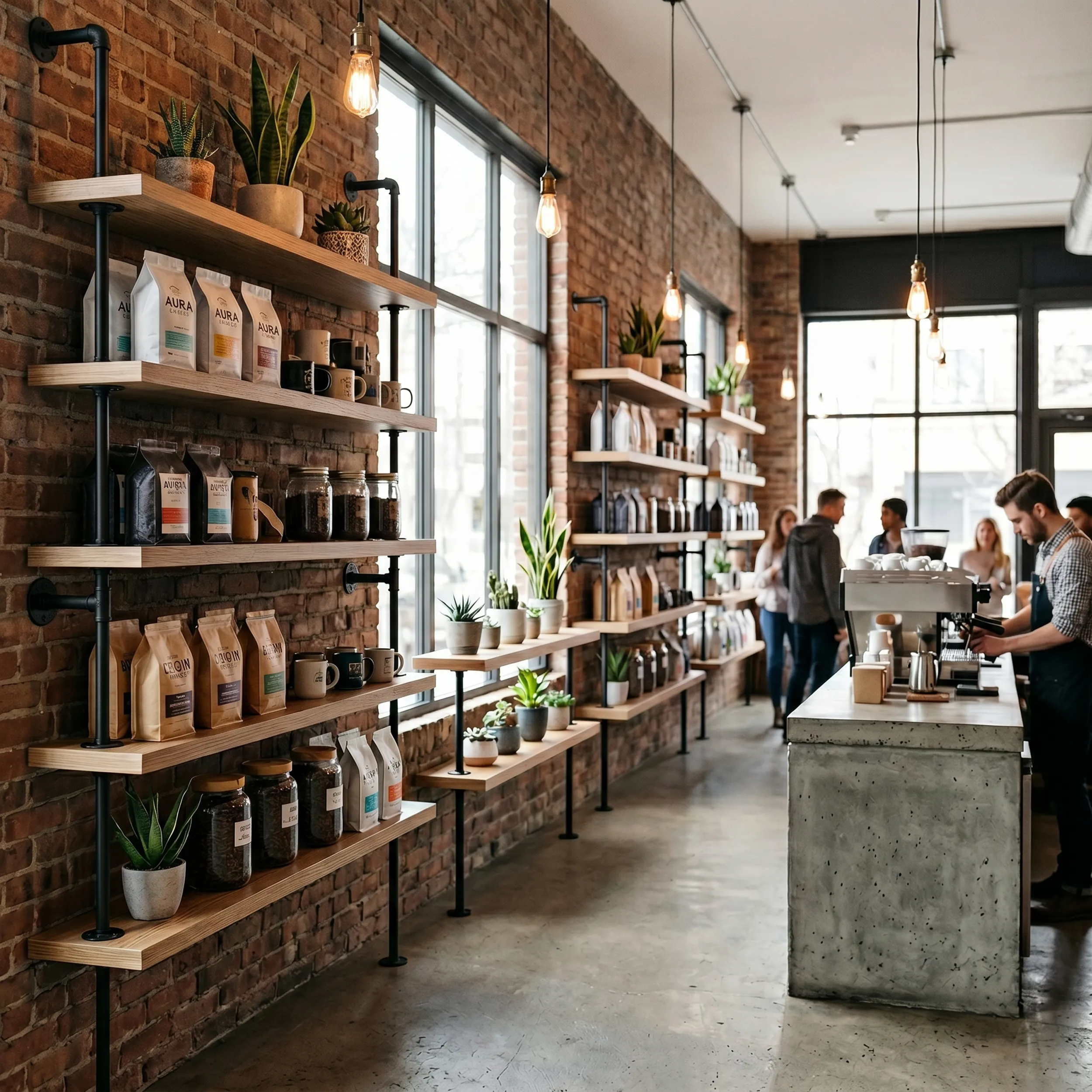 Product showcase — bulk-installed floating shelves